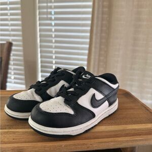 Nike Kids Black and White Low-Top Sneakers with Swoosh